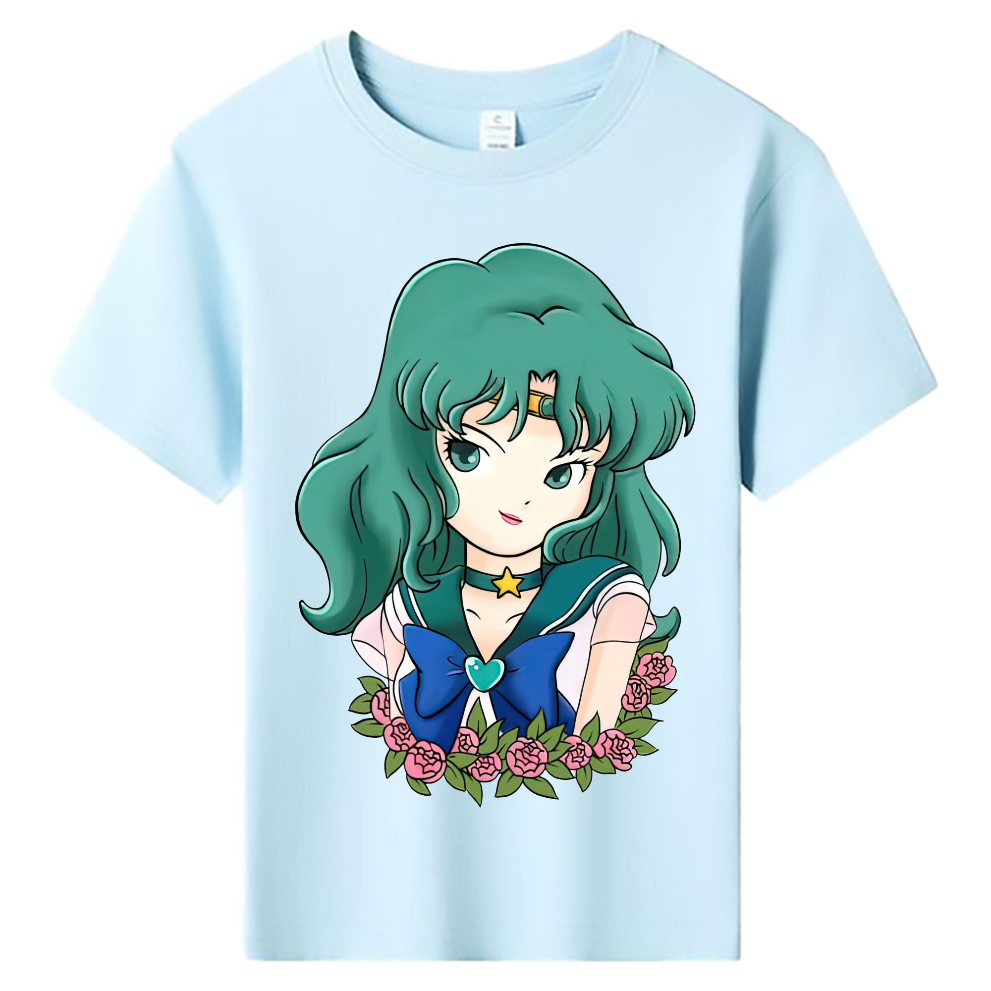 （画像用） 美少女戦士セーラームーン 海王 みちる（かいおう みちる） Sailor Moon Kaiou Michiru 綿100％キッズTシャツ（フロントプリント）